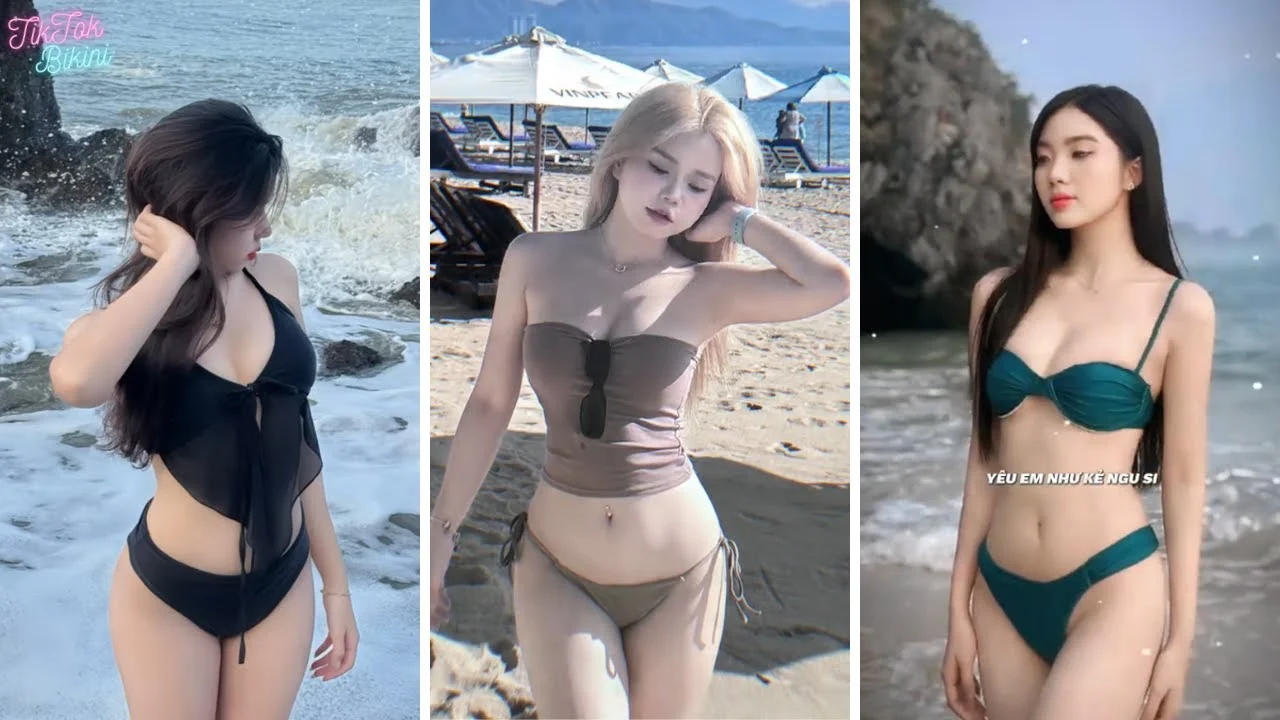 Các cô gái TikTok mặc bikini gợi cảm đi du lịch biển