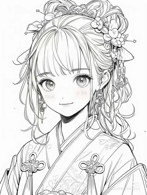 Hình vẽ tranh tô màu công chúa anime cá tính mạnh