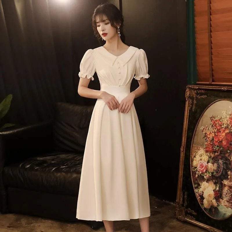 Đầm Dạ Hội, Dạ Tiệc Nữ Cổ Sen Nằm - Tay Phồng