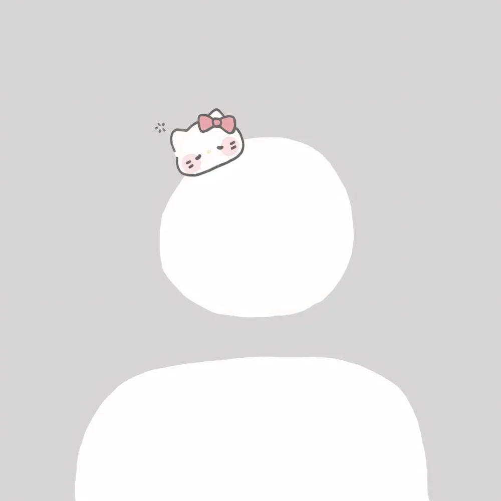 Ảnh avatar FB trắng đơn giản với hình dán Hello Kitty nhỏ