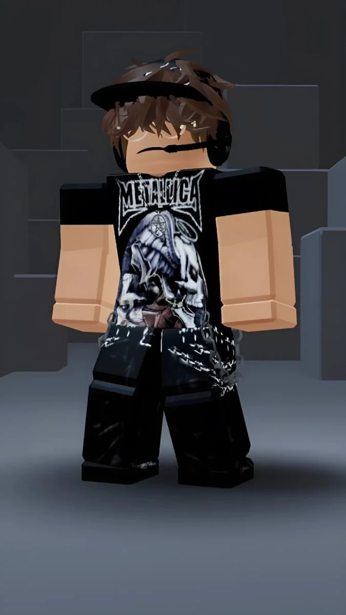 Avatar Roblox nam mặc đồ đen phong cách anime đội mũ lưỡi trai