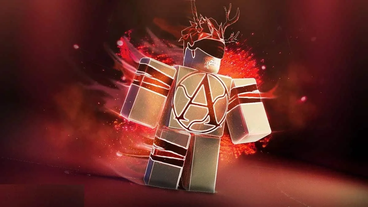 Nhân vật Roblox rực cháy trong ánh sáng đỏ