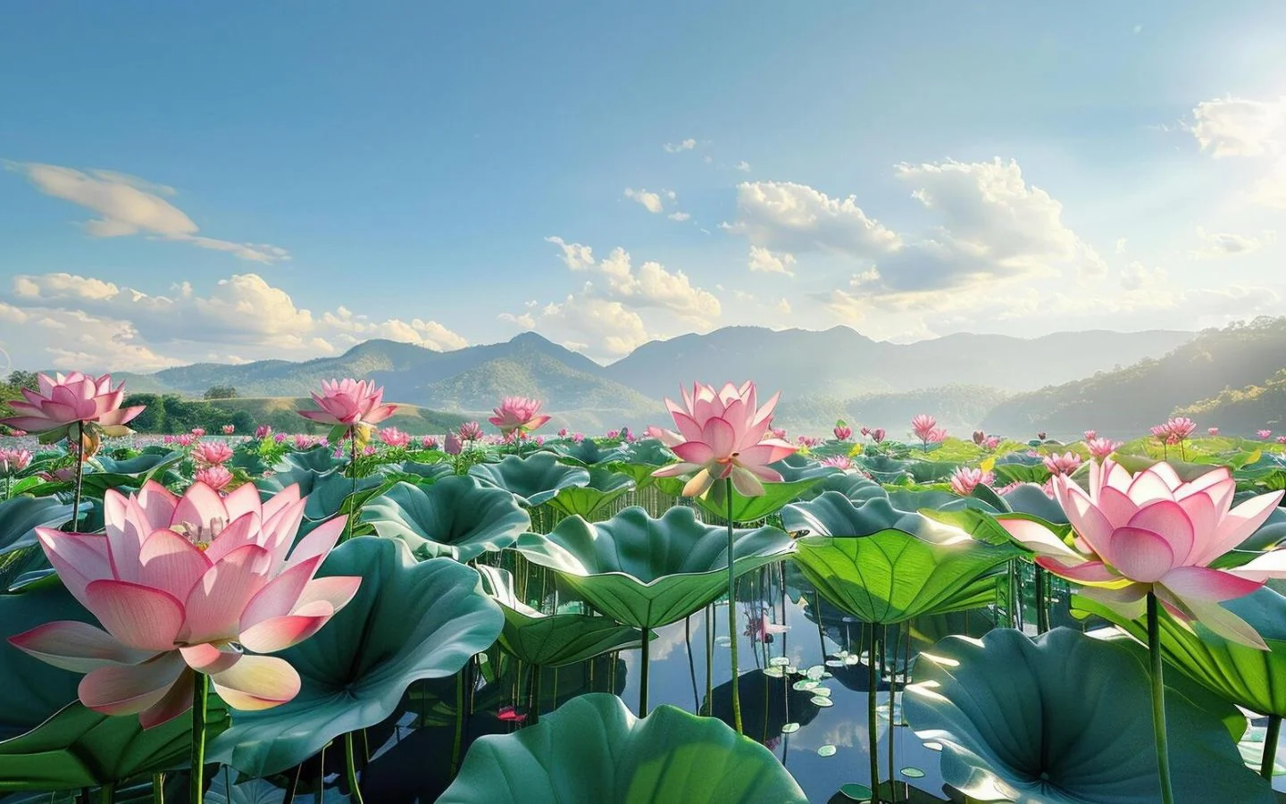 Cánh đồng sen bạt ngàn dưới trời