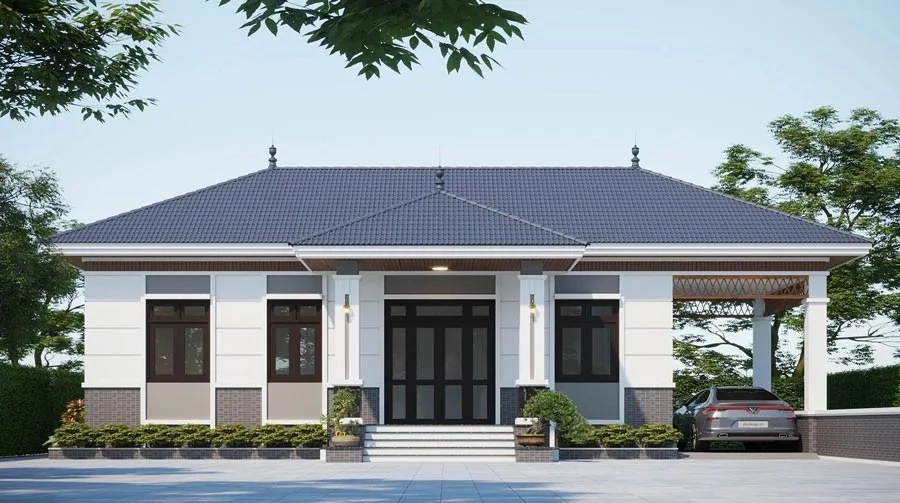 Mẫu nhà cấp 4 nông thôn mái tôn