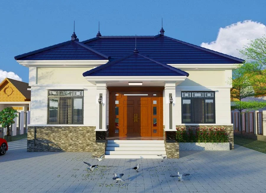 Mẫu nhà cấp 4 nông thôn 4 phòng ngủ