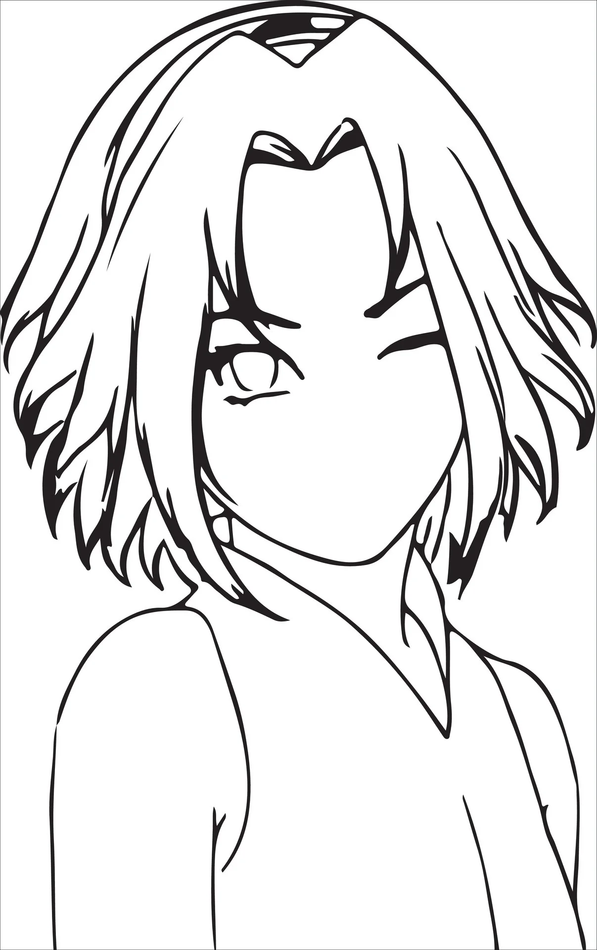 Tranh tô màu chân dung cô gái anime tóc ngắn