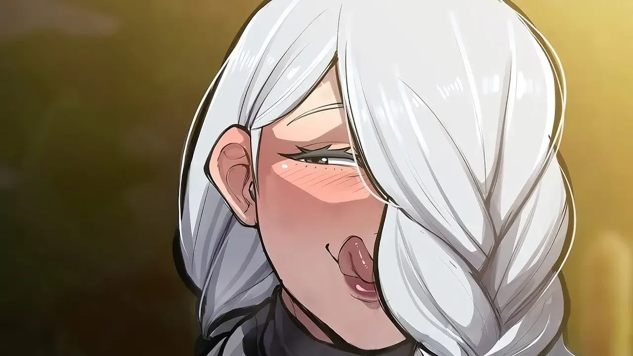Ảnh nhân vật anime hentai tóc trắng với biểu cảm quyến rũ