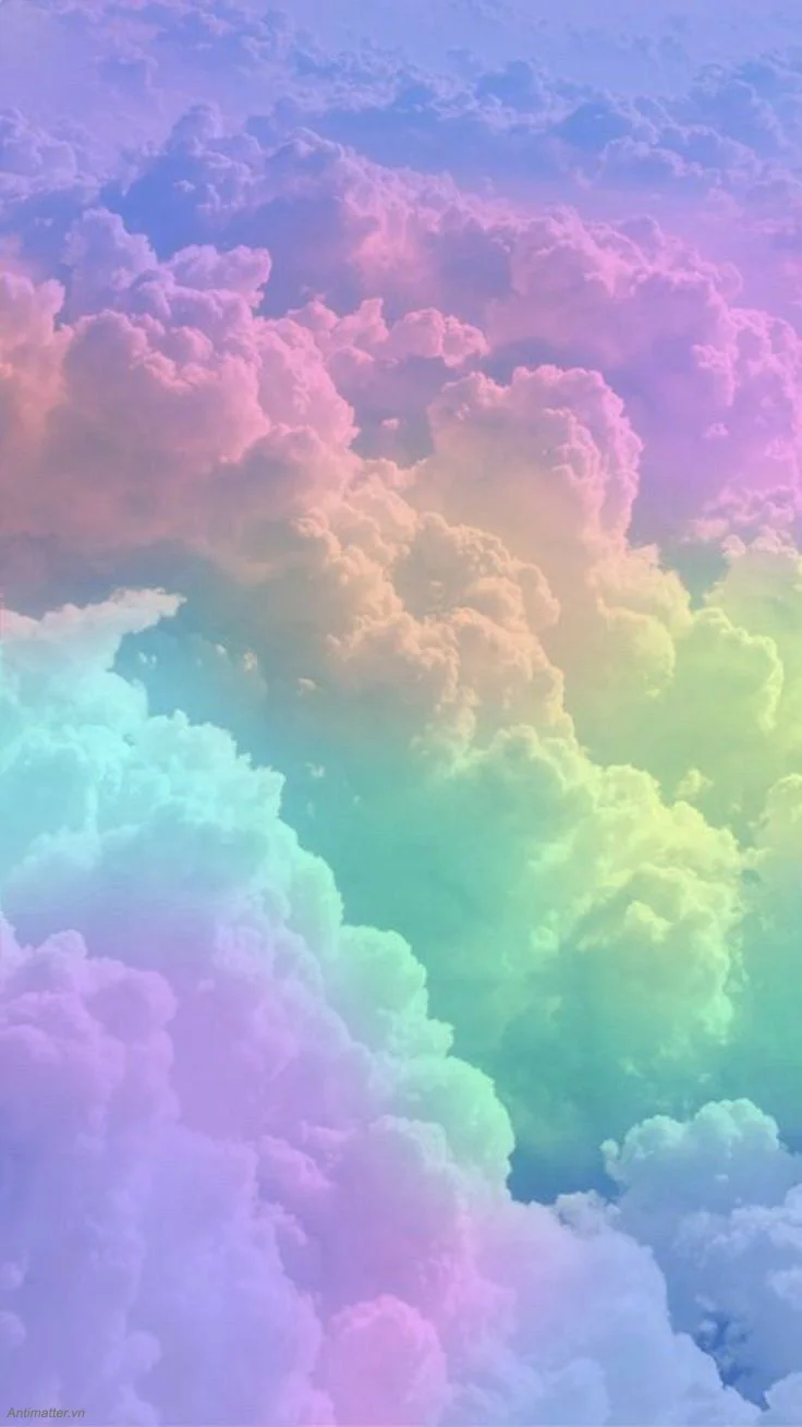 Hình nền đẹp mây cầu vồng pastel mềm mại