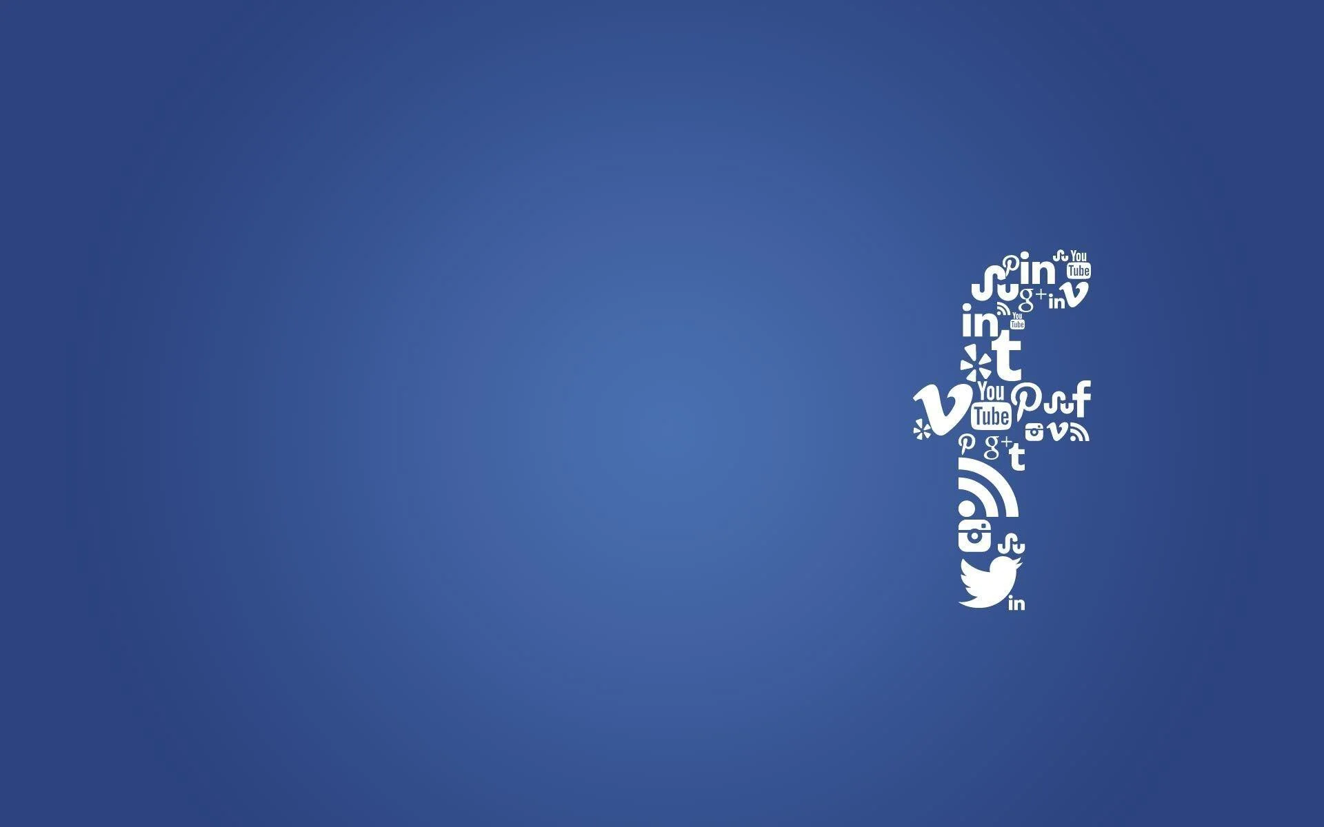 Hình nền facebook với logo chữ f được tạo thành từ các biểu tượng mạng xã hội khác
