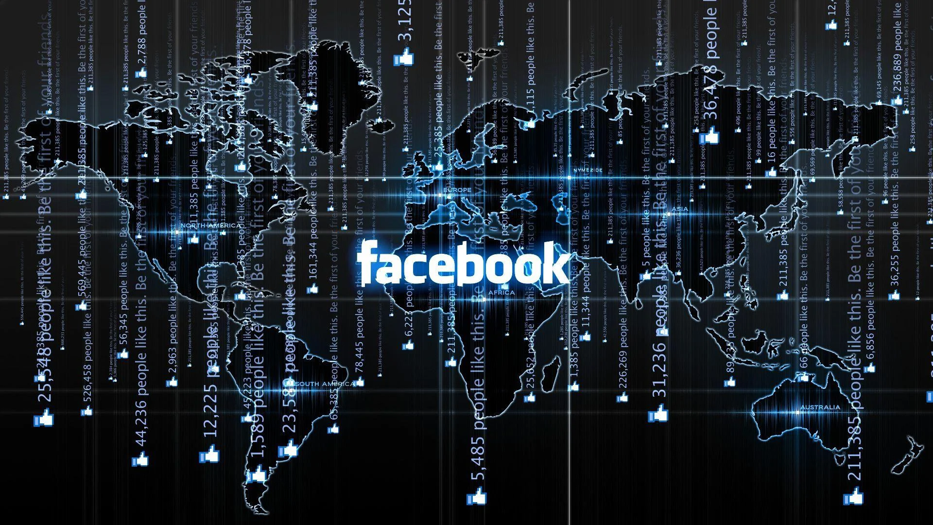 Hình nền facebook phong cách công nghệ với bản đồ thế giới kỹ thuật số và dữ liệu kết nối toàn cầu