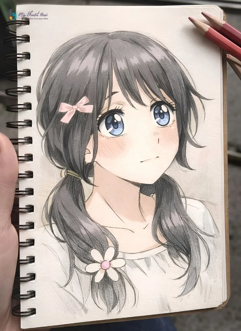 Hình vẽ anime nữ đơn giản (2)