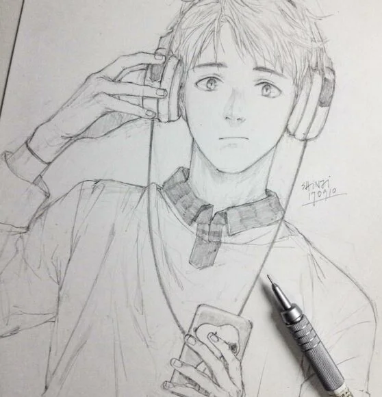 hình vẽ anime nam bằng bút chì
