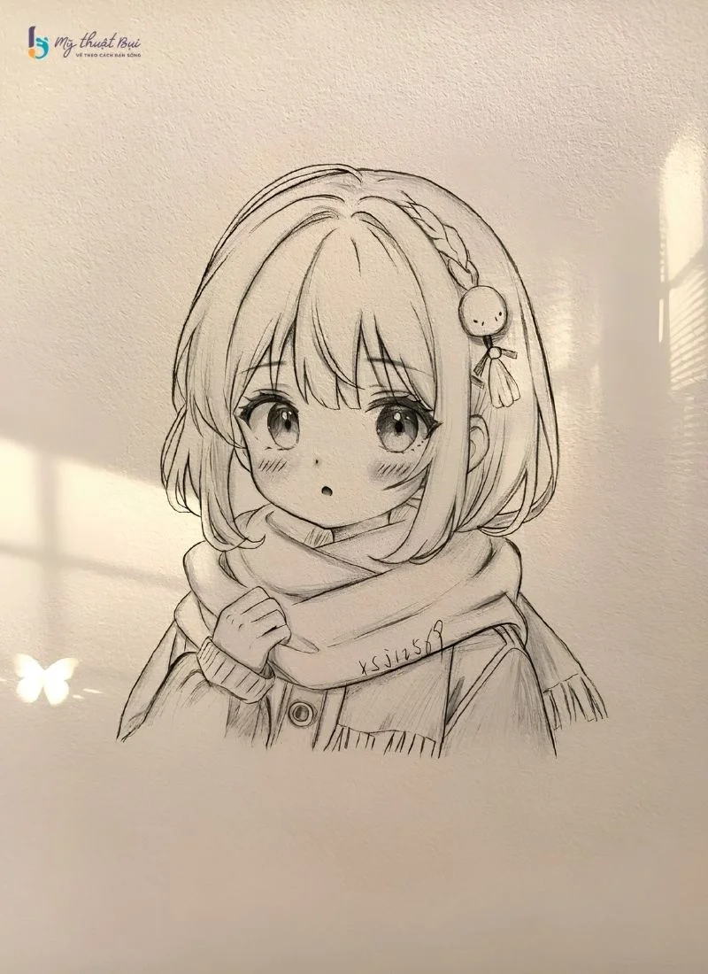 Hình vẽ anime nữ đơn giản (3)