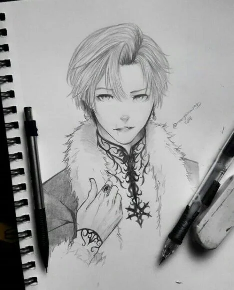hình vẽ anime nam bút chì
