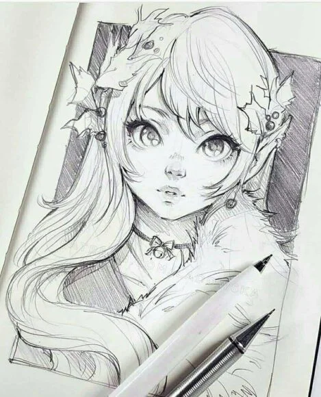 Hình vẽ anime bằng than chì đẹp