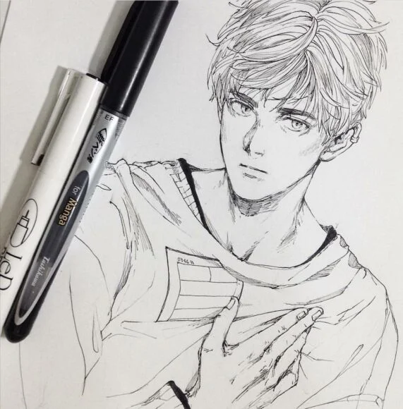 hình vẽ anime boy đẹp trai bằng chì
