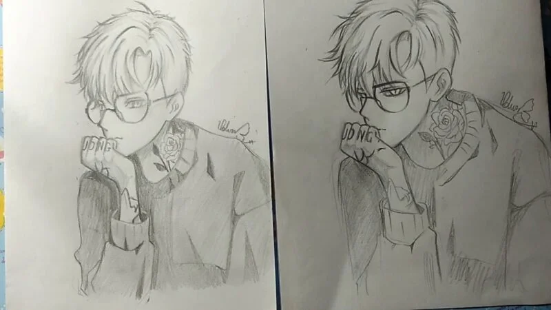 hình vẽ anime boy nam bằng chì
