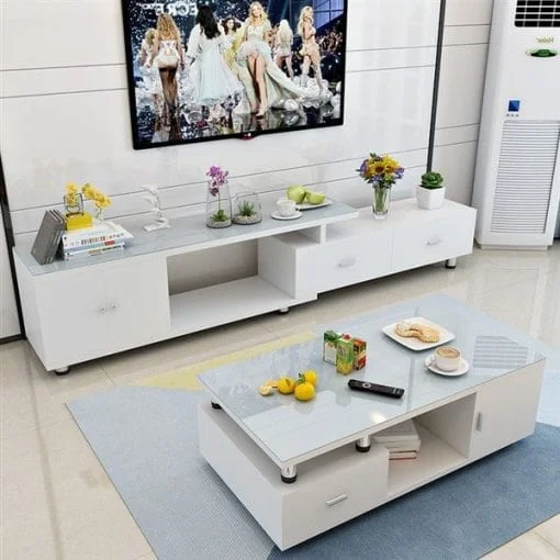 mẫu kệ tivi gỗ đẹp màu trắng