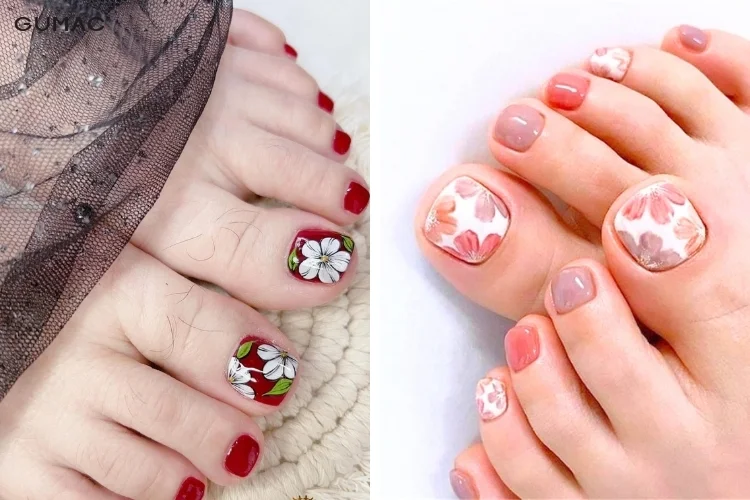 mau nail chan dep ve hoa