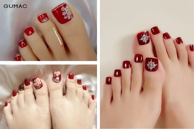cac mau nail chan dep cho co dau